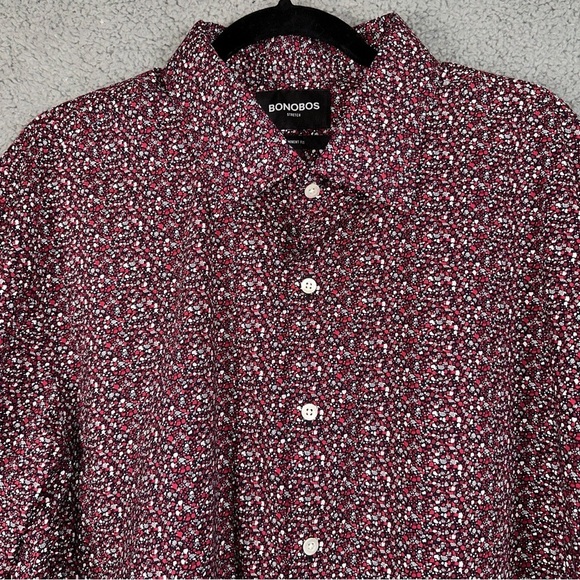 Bonobos Shirt Mens 19x33 Red Jetsetter Stretch Prominent Fit Preppy Office Y2K - Picture 7 of 12